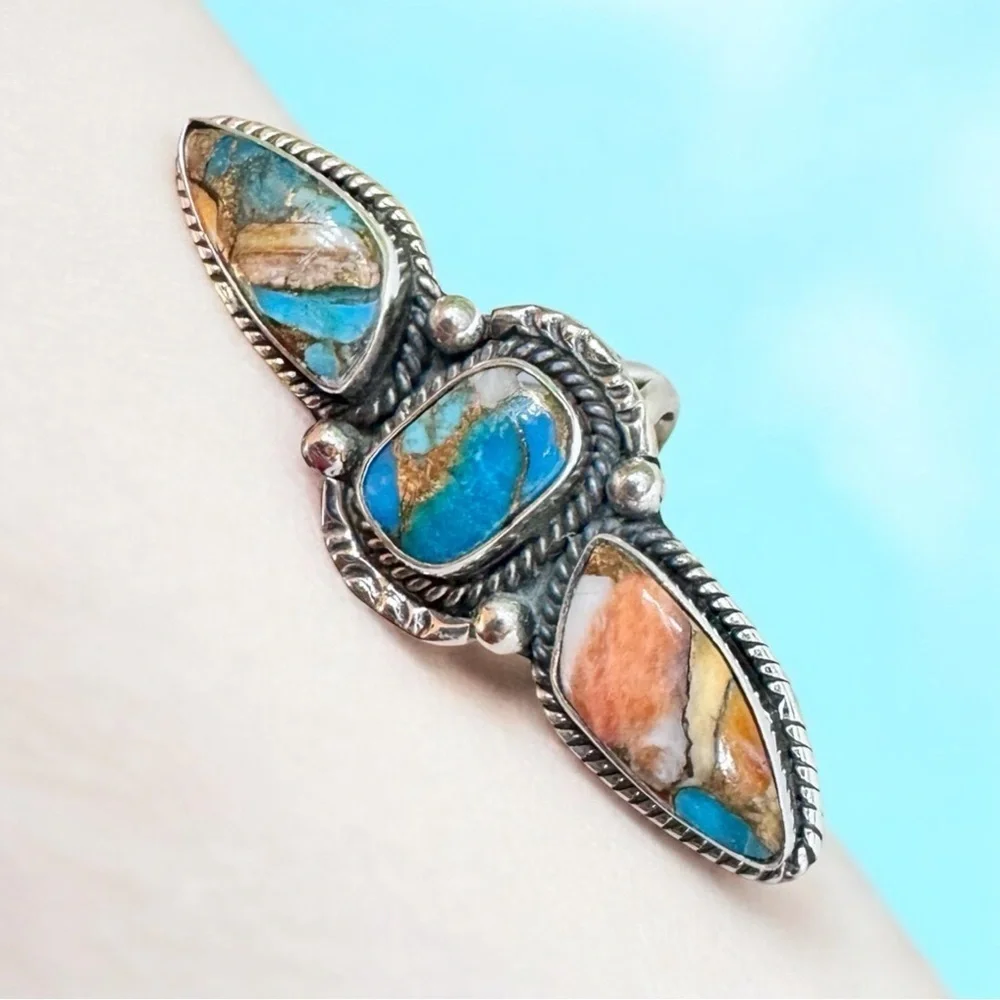 Spiny Oyster Turquoise Sterling Silver Ring (6)